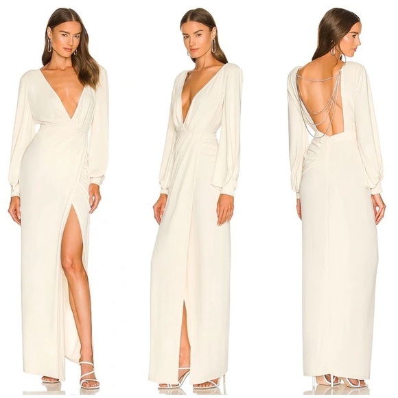 Michael Costello x REVOLVE Bowery Maxi Dress in Cream Size XXS - Picture 1 of 15